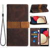 For Samsung Galaxy A03s 164mm Grid Stitching Leather Phone Case with Lanyard(Brown)