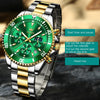 OLEVS 2870 Men Multifunctional Chronograph Three Eyes Waterproof Quartz Watch(Green + Gold)