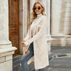 Female Windbreaker Jacket Striped Hooded Plaid Knit Cardigan, Size: M(Beige)