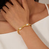 OPK GS1571 Simple Retro Pearl Chain Stainless Steel Gold Plated Bracelet(Gold)