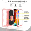 For LG Velvet PC + Rubber 3-layers Shockproof Protective Case with Rotating Holder(Rose Gold)