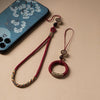 Carved Auspicious Cloud Hand-woven Mobile phone Anti-lost Wrist Lanyard Key Pendant(Black)