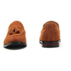 Men Leather Shoes Suede Tassels Slip-on Peas Shoes, Size:37(Brown)