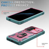 For Samsung Galaxy S25 5G Sliding Camshield TPU Hybrid PC Phone Case with Holder(Pink+Green)