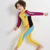 DIVE&SAIL WS-18816 Children Diving Suit One-piece Long-sleeved Swimsuit Sunscreen Hot Spring Surfing Suit, Size:L(Yellow Purple Sleeves)