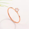 Very Fine Six-Claw Single Diamond Ring Diamond-Set Titanium Steel Women Ring, Size: US Size 10(Rose Gold)