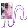 For Samsung Galaxy S25 Ultra 5G Electroplating Marble Dual-side IMD Phone Case with Lanyard(Purple 001)