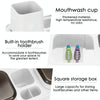 Hotel Toothbrush Rack With Double Cup Desktop Wall Mounted Toothpaste Holder(Black and White)