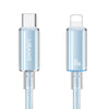 USAMS Type-C To 8 Pin Aluminum Alloy Clear LED 30W PD Fast Charge Data Cable, Length:1.2m(Blue)