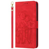 For iPhone 8 Plus / 7 Plus Tulips Embossed Leather Phone Case with Lanyard(Red)