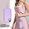 For iPhone XR Double Flap Zipper RFID Leather Phone Case with Short Lanyard(Light Purple)