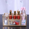Glass Storage Box Manicure Skin Care Cosmetic Brush Tool Desktop Storage Cosmetic Box(Copper)