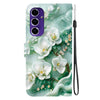 For Samsung Galaxy A16 Crystal Texture Colored Drawing Leather Phone Case(Jade Flowers)