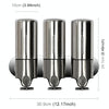 Triple Hotel Shower Manual Dispenser Wall Mounted Washing Liquid Shampoo Soap Bottle, Capacity: 1200ml (Stainless Steel)