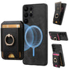 For Samsung Galaxy S23 Ultra 5G Retro Splitable Magnetic Stand Card Bag Leather Phone Case(Black)