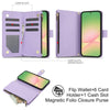 For Samsung Galaxy A56 5G YM016 Rhombic Zipper Card Wallet Leather Phone Case with Lanyard(Light Purple)