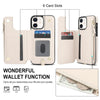 For iPhone 12 mini Double Flap Zipper RFID Leather Phone Case with Short Lanyard(White)