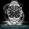OLEVS 2870 Men Multifunctional Chronograph Three Eyes Waterproof Quartz Watch(Black + Silver)