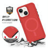 For iPhone 15 Plus Shockproof MagSafe Armor PC Hybrid TPU Phone Case(Red+Black)