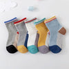 5 Pairs / Pack Spring And Summer Children Socks Combed Cotton Tube Socks S(Mixed Colors Horizontal Stripes)