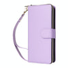 For iPhone 15 Pro Nine-card Slots Zipper Wallet Bag Leather Phone Case(Light Purple)