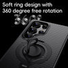 For Samsung Galaxy S25 Ultra 5G Carbon Fiber MagSafe Phone Case with 360 Degree Rotating Holder(Black Silver)