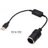 2 PCS Car USB to Cigarette Lighter Socket 5V to 12V Boost Power Adapter Cable, Model: 60cm