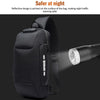 OZUKO 9223 Anti-theft Men Chest Bag Waterproof Crossbody Bag with External USB Charging Port, Style:Standard Size(Black)