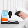 Q20 4 In 1 Wireless Charger Charging Holder Stand Station with Adapter For iPhone / Apple Watch / AirPods, Support Dual Phones Charging (Black)