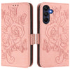 For Samsung Galaxy A26 Embossed Rose RFID Anti-theft Leather Phone Case(Pink)