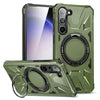 For Samsung Galaxy S25+ 5G MagSafe Magnetic Shockproof Phone Case with Ring Holder(Dark Green)