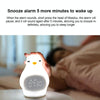 Creative Multifunctional Penguin Silicone Cute Beans Wake Children Sleeping LED Electronic Alarm Clock(Yellow Light)