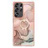 For Samsung Galaxy S25 Ultra 5G Electroplating Marble Dual-side IMD Phone Case with Ring(Rose Gold 015)