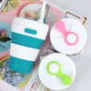 350ML Folding Portable Silicone Telescopic Drinking Coffee Cup Multi-function Silica Cup Travel(White Red)