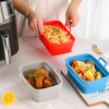 Rectangular Double Pull Basket Foldable Silicone Air Fryer Baking Pan(Blue)