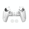 For PS5 Gamepad Silicone Protective Case Anti-Skid Soft Silicone Cover, Color: White+2 Hats