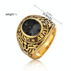 Retro Round Gemstone Carved Soldier Army Military Titanium Steel Ring for Men, US Size: 8, Diameter: 18.2mm, Perimeter: 57mm(Black)