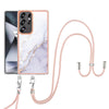 For Samsung Galaxy S25 Ultra 5G Electroplating Marble Dual-side IMD Phone Case with Lanyard(White 006)