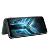 For Asus ROG Phone 3 ZS661KS Carbon Fiber Texture Horizontal Flip TPU + PC + PU Leather Case with Card Slot(Green)