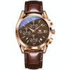 OLEVS 2872 Men Three Eyes Six Needles Chronograph Waterproof Quartz Watch(Coffee + Rose Gold)