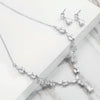 Elegant Simple Bridal Wedding Earrings Zircon Necklace Set(TL72)