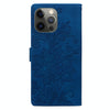 For iPhone 11 Pro Lace Floral Embossed Magnetic Buckle Leather Phone Case(Blue)
