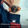 OLEVS 5869 Men Business Waterproof Genuine Leather Strap Quartz Watch(Black + Brown)