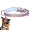 Reflective Pink Velvet Dog Collar, M - Soft & Comfy PU Leather