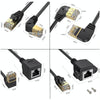 Up Bend 0.5m Cat 8 10G Transmission RJ45 Male To Female Computer Network Cable Extension Cable(Black)