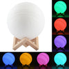 18cm Patted 3D Print Jupiter Lamp, USB Charging 7-Color Changing Energy-saving LED Night Light with Wooden Holder Base