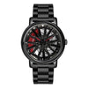 SANDA P1057 Men Skeleton Quartz Steel Strap Personalized Watch(Black)