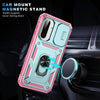 For Samsung Galaxy A56 5G Sliding Camshield TPU + PC Phone Case with Holder(Green+Pink)