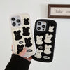 For iPhone 15 Pro Rabbit Plush Silicone Phone Case(Black)