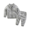 2 in 1 Autumn Baby Clothes Cotton Long Sleeve  Zipper Sportswear Set, Kid Size:110cm(Grey)